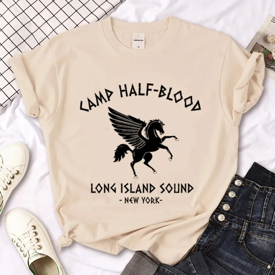 Camp Half Blood Long Island Sound Womens Cropped Tops Y2k Summer Fashion  Graphic T Shirt Ladies