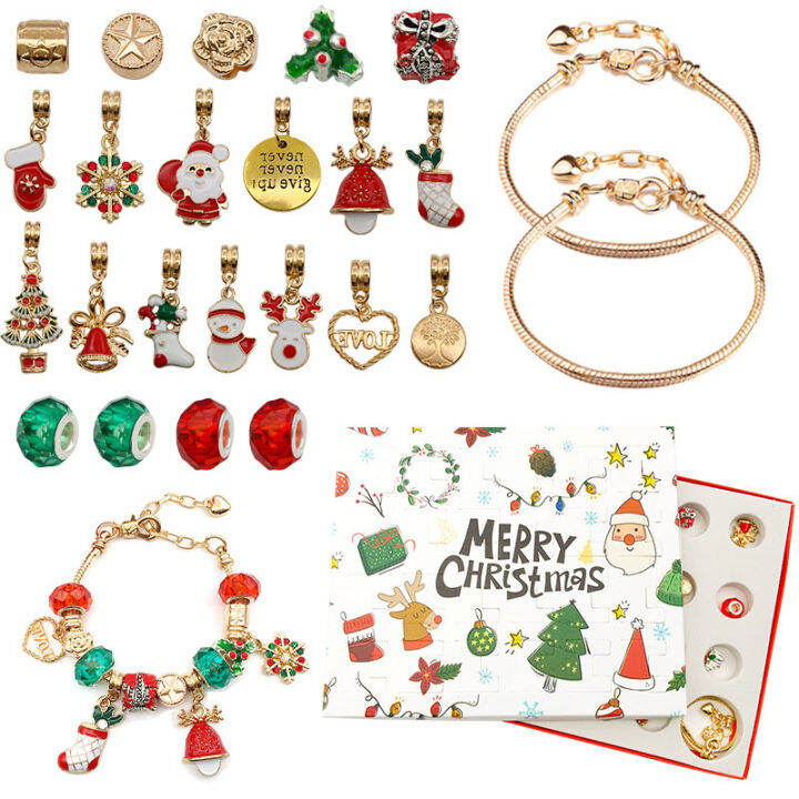 abl-christmas-สร้อยข้อมือลูกปัด-diy-ตกแต่งมือชุดกล่องระฆังซานต้าของขวัญกำไลคริสต์มาส