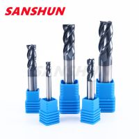 【LZ】 HRC55tungsten steel alloy milling cutter 4 edge end milling cutter coated straight shank flat bottomed milling cutter CNC cutter