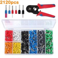 ✜✹✿ 2120PCS Insulated Electric Crimp Lugs Cord Pin End Terminal Pearl Cotton Crimp Connector Assortment Kit Pliers Crimping Tips