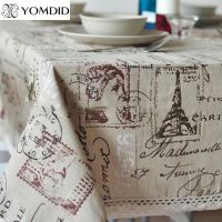 Morris8 Tower Pattern Tablecloth Linen and Cotton Lace Edge Rectangular Table Cloth Multi-size dust-proof Scenic Manteles 1PC