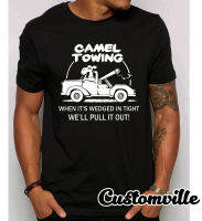 Mens 100% Cotton Crewneck T-Shirt Camel Towing Funny T-Shirt Adult Humor Rude joke Gift Shirt Tow Truck Unisex Tee