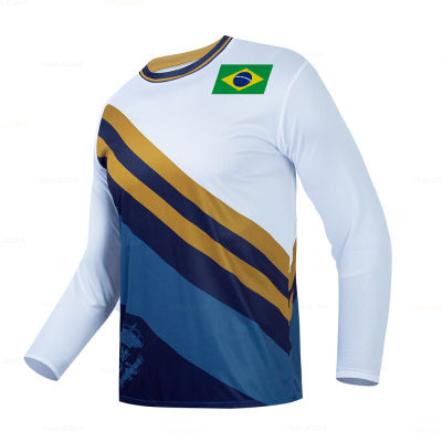 Brazil Unisex Top Long Sleeve Autumn Breathable Crew Neck Cycling Shirt Motocross Jerseys Downhill Bicycle Racing Clothing