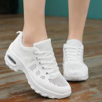 ☫✌ รองเท้าผ้าใบ แบบเสริมส้น รองเท้า ผู้หญิง 35-42 รองเท้าเพื่อสุขภาพ ขาว
