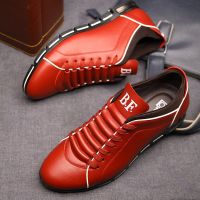 2023Casual Solid Leather Shoe Business Sport Flat Round Toe Light Breathable British shoes dress men