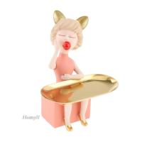 [Homyl1]Chic Girl Statue ตุ๊กตาเรซิ่นสําหรับวางหนังสือตกแต่งบ้าน