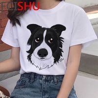 เสื้อยืดผ้าฝ้ายShiba Inu ภาษาฝรั่งเศส Bulldog Border Collie Corgi Pug Tshirt หญิงพิมพ์ Kawaii Tumblr Grunge ฤดูร้อน Top เสื้อ T Streetwear