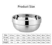 2 Pcs Eco-Friendly Bowl Classic Anti-Rust Stainless Steel Smooth Rolled Edge Resistant Safe Kids Children Bowl Soup Bowl