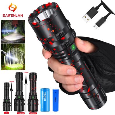80000 Lumens 5 Modes Lamp XHP50.2 L2 Most Powerful Flashlight USB Led Torch XHP50 18650/26650 Rechargeable Hunting Light