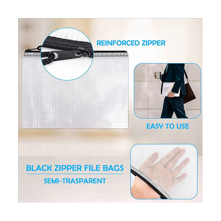 12pcs-file-organizer-plastic-mesh-zipper-bag-multifunctional-waterproof-folder-multiple-sizes