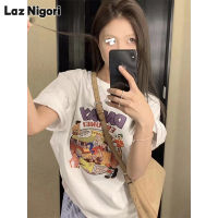 Laz Nigori เสื้อยืดแบบหลวมการ์ตูนแขนสั้นหวาน