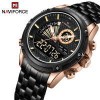 Naviforce ผู้ชายควอตซ์นาฬิกาดิจิตอลสายสแตนเลสนาฬิกาข้อมือกันน้ำปลุกจอแสดงผลแบบ dual นาฬิกา relógio masculino 20 23.