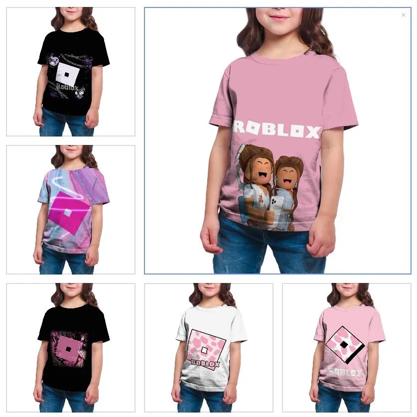 5-9 Years Boy Girl Short Sleeve Roblox Printed T-shirt Tops