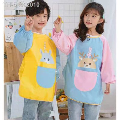 ♦☁⊙ Kids Art Aprons Learning Education Feeding Waterproof Artist Painting Apron For Child Smock Long Sleeve Personalized Custom Name