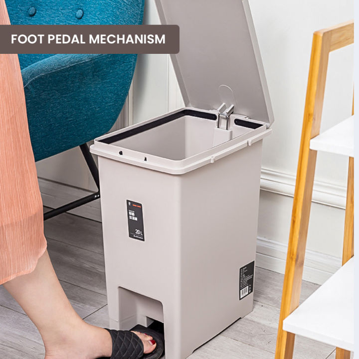 Locaupin Two Way Opening Press Foot Pedal Type Trash Can Waste Basket Recycling Garbage