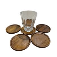 ที่รองแก้ว จานรองแก้ว ไม้สัก 6 ชิ้น แบบกลม ไม้สัก ไม่ขึ้นรา แข็งแรง ตก ไม่แตก Wood Coaster Teak Round set of 6  pcs