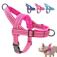 Reflective Nylon Dog Harness No Pull Winter Warm Dog Harnesses Soft Padded Pet Vest With Handle For Small Medium Large Dogs Pug Collars