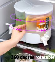 5200ml 360°rotating Cold Kettle Jugs With Tap Refrigerator 3 Grid Lemonade Bottle Drinkware Beverage Dispenser Lemon Juice Pots