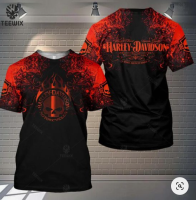 2023 new design- ใหม่ เสื้อยืด พิมพ์ลาย Harley-davidson 3D สําหรับผู้ชาย ไซซ์-16