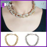 PETI JEWELLERY โลหะผสมอัลลอยด์ สร้อยคอสั้น CCB ฮิปฮอป พังก์สไตล์ สร้อยโชคเกอร์ ที่มีคุณภาพสูง ของขวัญสำหรับเด็ก สร้อยคอสำหรับผู้หญิง ของผู้หญิง