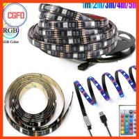 CGFD 5V ค่ะ ไฟเส้น LED แบบ USB 5050 RGB 0.5-5เมตรค่ะ ไฟเส้น ลดกระหน่ำ พร้อมรีโมทคอนโทรล โคมไฟบรรยากาศพื้นหลังทีวี อุปกรณ์สำหรับห้องครัว