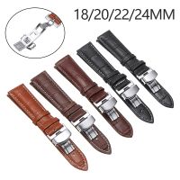 New Luxury Watch Band 18/20/22/24mm Genuine Leather Strap Stainless Steel Butterfly Clasp Buckle Wrist WatchBand