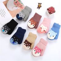 LEXEDWARD Boys Girls Keep Finger Warm Cartoon Fox Lovely Kids Gloves Thick Knitting Mittens Plus Velvet