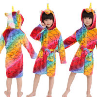 Blue Stitch Robes Girls Kigurumi Animal Sleepwear Onesie Pajamas Child Bathrobes Flannel Hooded Towel Robes Kids Dressing Gowns