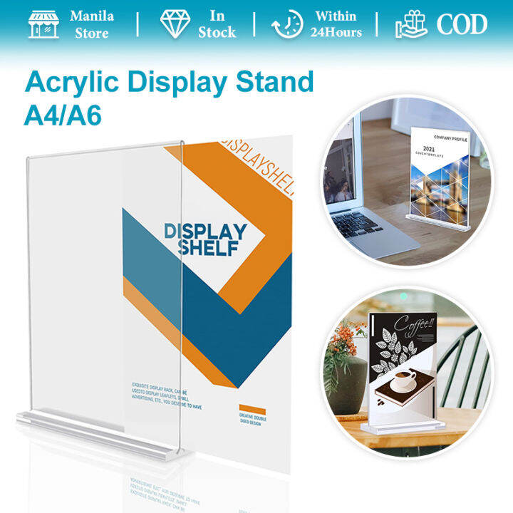 Acrylic Menu Display Stand A4 A6 T Shape DoubleSided Desktop Display