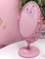 Vintage kawaii style table mirror love heart-shaped oval dream spinning mirror decoration girl gift hand held mirror home decor