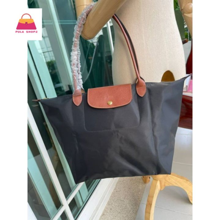 พร้อมส่ง-กระเป๋าสะพายข้างผู้หญิง-กระเป๋าถือ-size-l-หูยาว-long-champ-pliage-original-shoulder-bag-pulashop2