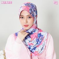 NUNUH PEONY(ดอกโบตั๋น) ผ้าคลุมผมฮีญาบมุสลิมแบบสวมสำเร็จ ทรงฟองน้ำตาราง (FN-N)