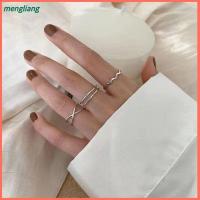 MENGLIANG 3PCS/SET ของขวัญ ความงาม เครื่องประดับ เรียบง่าย เรขาคณิต อินเทรนด์ แหวนพังค์ ชุดแหวนผู้หญิง