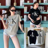 เสื้อยืดคอกลมแขนสั้น✨CK T-shirt✨ตัวอักษรเป็นกลิตเตอร์สวยมาก✨งานVALEN