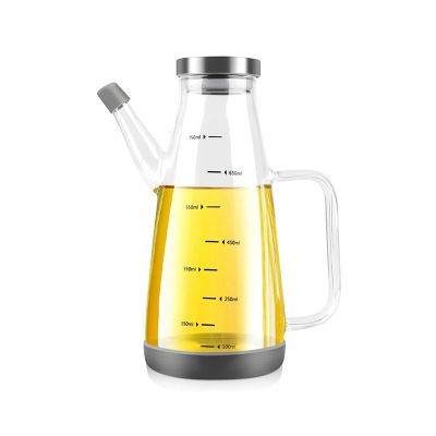 Large High Borosilicate Glass Oil Bottle for Cooking,25Floz Oil and Vinegar Dispenser Cruet with Non-Slip Silicone Base