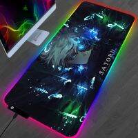 ∋❍◆ RGB Jujutsu Kaisen Mouse Pad Anime Gojo Satoru Desk Mat Gamer PC Computer XL Varmilo Keyboard Carpet Gaming Accessories Mousepad