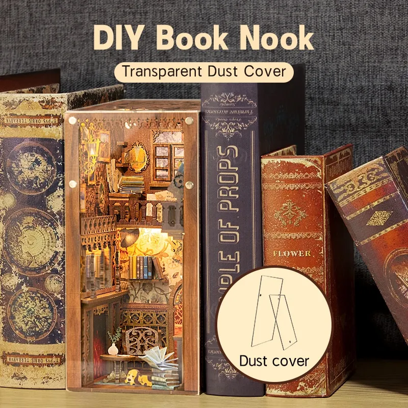 Cutebee DIY Book Nook Eternal Bookstore Dollhouse Miniature Kit Shelf  Insert House Dolls Wooden Toy Led Light For Children Gift