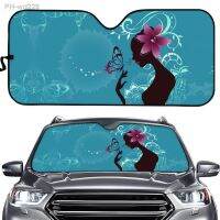 Blue Butterfly Girls Printed Car Windshield Sunshade Durable Foldable Cars Windscreen Covers Auto Interior Accessories Sun Visor