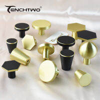 TENCHTWO Round Gold Brass Dresser Knobs Kitchen Cabinet Drawer Pulls Cabinet Door Black Copper Handles Furniture Hardware-TIOH MALL