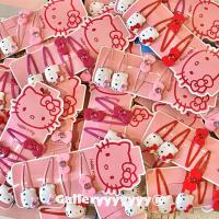 2Pcs น่ารัก Hello Hairpin สาวหวานอุปกรณ์เสริมผมการ์ตูน Kawaii Sanrio สีชมพู R Bow Hairpin วันเกิด Gift