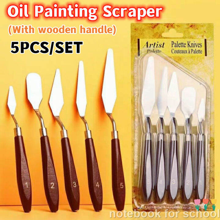 5 Pcs Stainless Palette Knife Scraper Spatula Set for Artist Oil Painting Knives