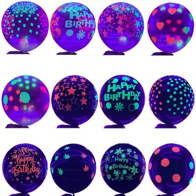 12inch Fluorescent Balloon Dots Love Heart Star Latex Balloon Children Gifts Wedding Birthday Party Decoration Glow Baloon