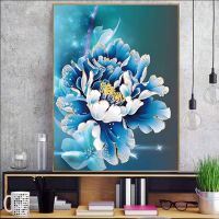 ✴❣✠ Zozack Needlework DMC 11CT Cotton Cross Stitch Kits Blue Peony Patterns Chinese Style Printing Canvas Cross Stitch Embroidery