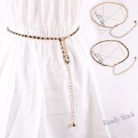 【hot sale】 ۞✙ B55 Women Metal Waist Belt Imitation Pearl Beads Waist Dress Chain