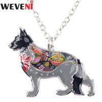 WEVENI Statement Enamel Metal German Shepherd Dog Necklace Pendants Cartoon Cute Animal Jewelry For Women Girls Teens Wholesale Fashion Chain Necklace