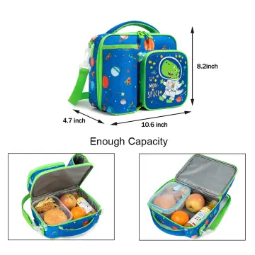 Kids Lunch box Insulated Soft Bag Mini Cooler Back to School Thermal Meal  Tote Kit for Girls, Boys,Women,Men by ,Outer Space Rocket Ships in Dark  Navy Blue 