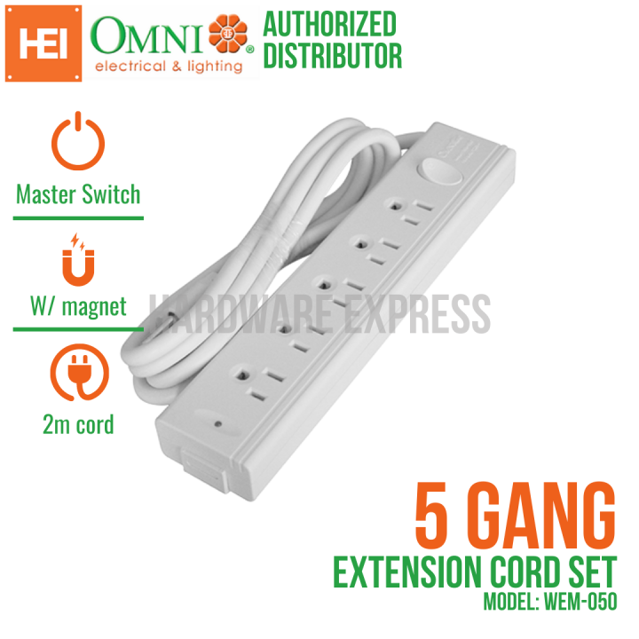 Omni Extension Cord Set w/ & Switch 5 Gang (WEM050) Lazada PH