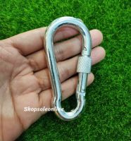 Carabiner steel สกรูล็อค ผลิตด้วยเหล็กกล้า แข็งแรง เหนียว รับน้ำหนักได้มาก คาราบิเนอร์ ตะขอเหล็ก ห่วงเกี่ยวนิรภัย Carabiner Snap Hook ห่วงเหล็ก