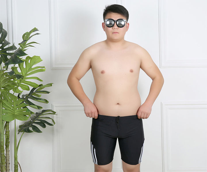 กางเกงว่ายน้ำชายไซส์ใหญ่-4xl-7xl-สีดำ-ลายเส้นขาว-กางเกงว่ายน้ำชาย-ชุดว่ายน้ำชายไซส์ใหญ่