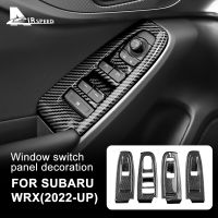 ABS คาร์บอนไฟเบอร์สไตล์สำหรับ Subaru WRX 2022 2023อุปกรณ์เสริมในรถยนต์ที่เท้าแขนประตูหน้าต่างลิฟท์สวิทช์ปุ่มแผงสติ๊กเกอร์ปกตัด